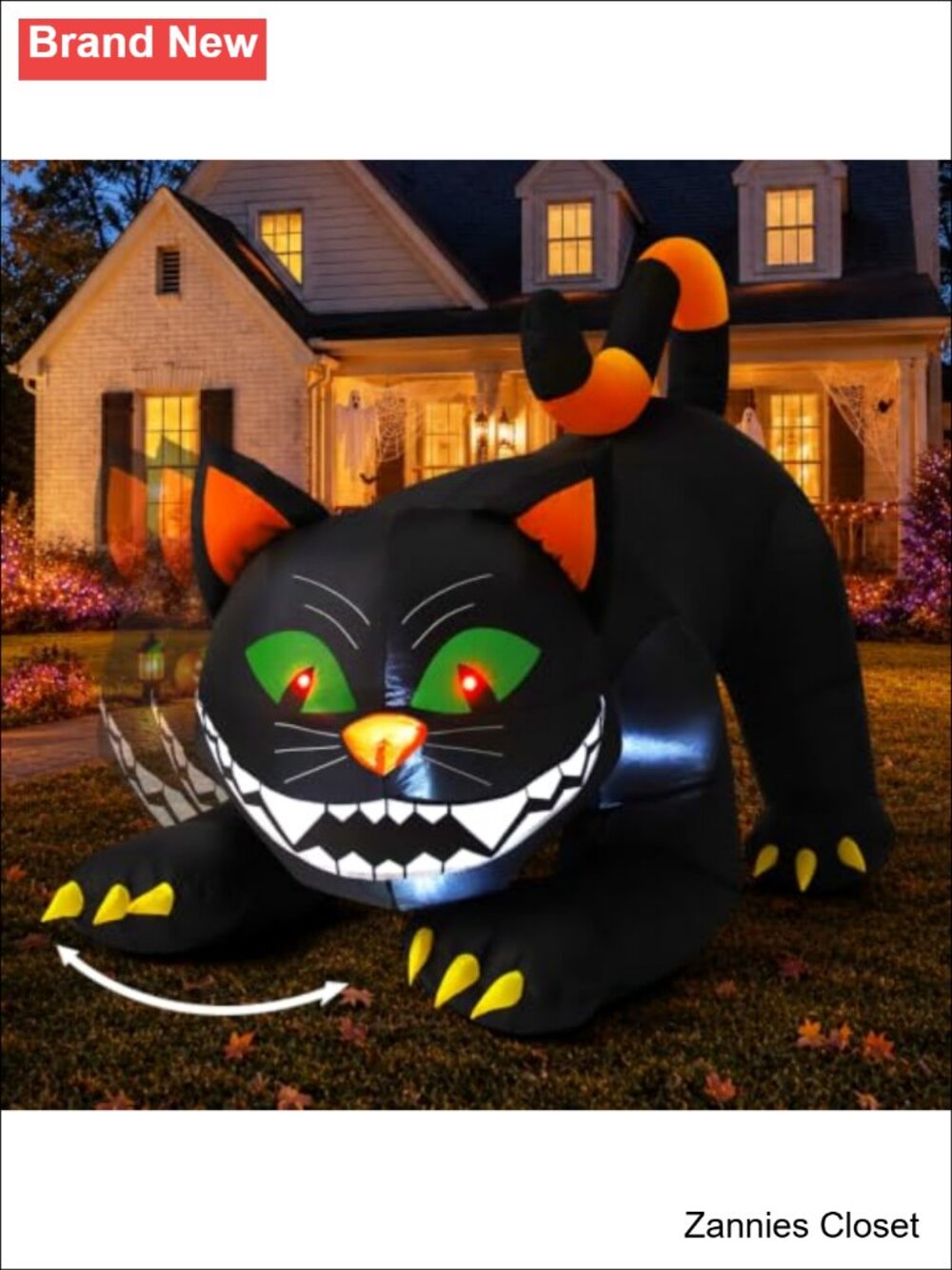 👻 6 FT Halloween Inflatable Black Cat Outdoor Yard Decor Moving Head LED
